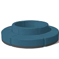 Modern Circular Teal Modular Sectional Sofa With Gray Base For Living Room 3d model