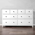 White Minimalist Modern Dresser With Multiple Drawers And Sleek Design On Wooden Floor