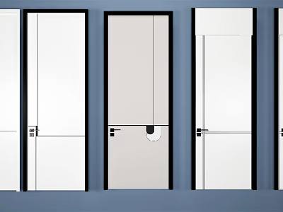 Modern Hinged Doors With Different Designs White Beige And Black Frames For Interior 3d model