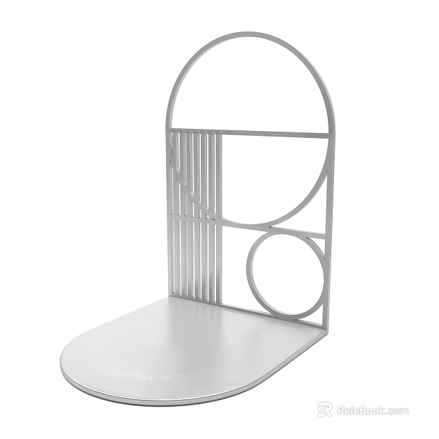 Modern Metal Storage Shelf With Circular And Geometric Design Elements 3d model 