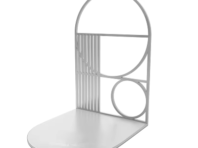 Modern Metal Storage Shelf With Circular And Geometric Design Elements 3d model