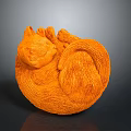 Orange Cat Curled Up Sleeping in Round Shape Against Dark Background 3d model