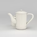 Technology Exhibition Hall Displaying White Teapot And Small Jar With Ribbed Design