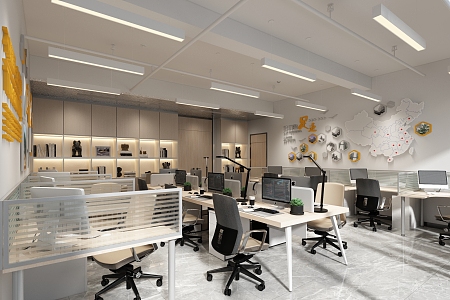 modern public office area office 3d model