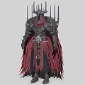 Hooded Blue Skinned Fantasy Character In Red Robe With Armor And Tassels Belt