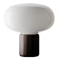Modern Minimalist Table Lamps With White Shades Wooden Bases And Two Different Sizes