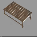 Rustic Vintage Wooden Table With Plank Top Natural Grain And Sturdy Legs For Home Use