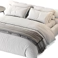 Modern Double Bed Interior Design With Gray Upholstered Frame White Bedding Nightstands And Blanket