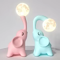 Cute Pink and Blue Elephant Shaped Table Lamps with Moon Light Design