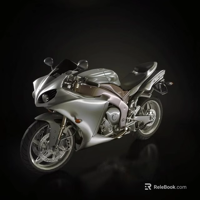 Sleek Silver Motorcycle With Modern Streamlined Body And Black Seat Design 3d model 