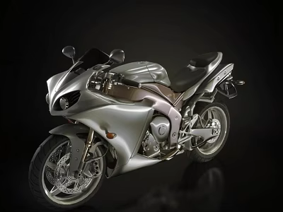 Sleek Silver Motorcycle With Modern Streamlined Body And Black Seat Design 3d model