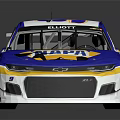Blue White Yellow Number 9 Race Car With AXALTA Kautex Logos