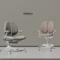 Poliform Modern Children's Chairs In Beige And Pink With Wheels And Ergonomic Design