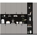 Modern Minimalist Wine Cabinet With White Cabinetry Glass Doors LED Lighting And Display Shelves