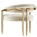 Modern Elegant Dining Chair With Light Gray Velvet Upholstery And Gold Metal Armrests