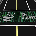 Garden Landscape Design With Green Bamboo Patterns And Panda Art On Ground