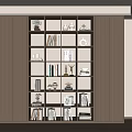 Bookcase Decorative Cabinet Bookcase Book Combination Bookshelf Ornaments Decorative Ornaments Open Solid Wood Bookcase 3d model