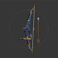Blue And Gold Decorative Bow With Arrow And Intricate Design Details