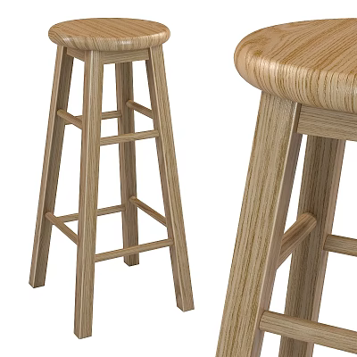 Single Wooden Bar Stool With Natural Wood Design For Home Kitchen Use 3d model