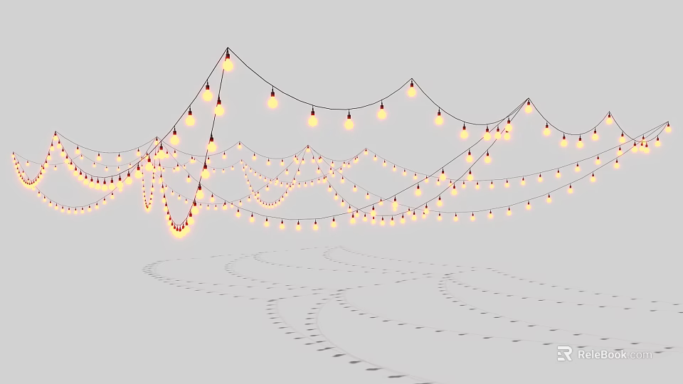 Outdoor Hanging Decorative String Lights with Warm Glow for Festive Decoration 3d model 