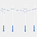 Outdoor Lights With Solar Panels Wind Turbines And White Blue Poles