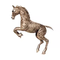 Silver Horse Sculpture With Intricate Carvings In Rearing Pose And Detailed Patterns