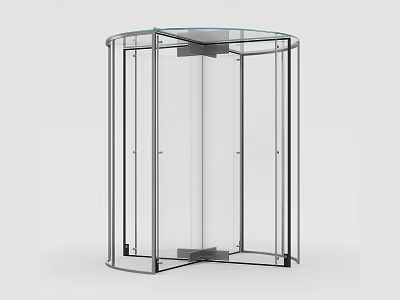 Transparent Revolving Door with Glass Panels and Metal Frame Modern Entrance Design 3d model