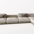 Modern L shaped Sectional Sofa With Gray Beige Cushions And Modular Design 3d model