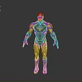 Iron Man Character In Red And Gold Armor With Chest Reactor And Blue Glowing Details