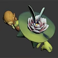 Frog Like Creature Character With Mushroom Hat Leafy Body And Wooden Staff