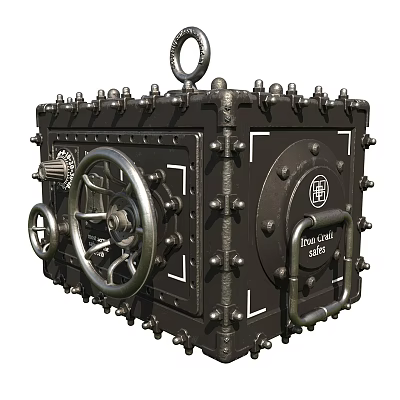 Vintage Time Lock Safe With Metal Wheels Rivets And Latches 3d model Vintage Time Lock Safe With Metal Wheels Rivets And Latches 3d model