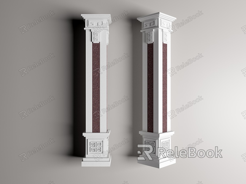 Chinese Roman Column Gypsum Column Carved Column Gypsum Component Building Component Stigma Head Carved Column model