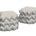 Stylish Two Beige Linen Ottomans With Zigzag Fringe Decoration For Living Room