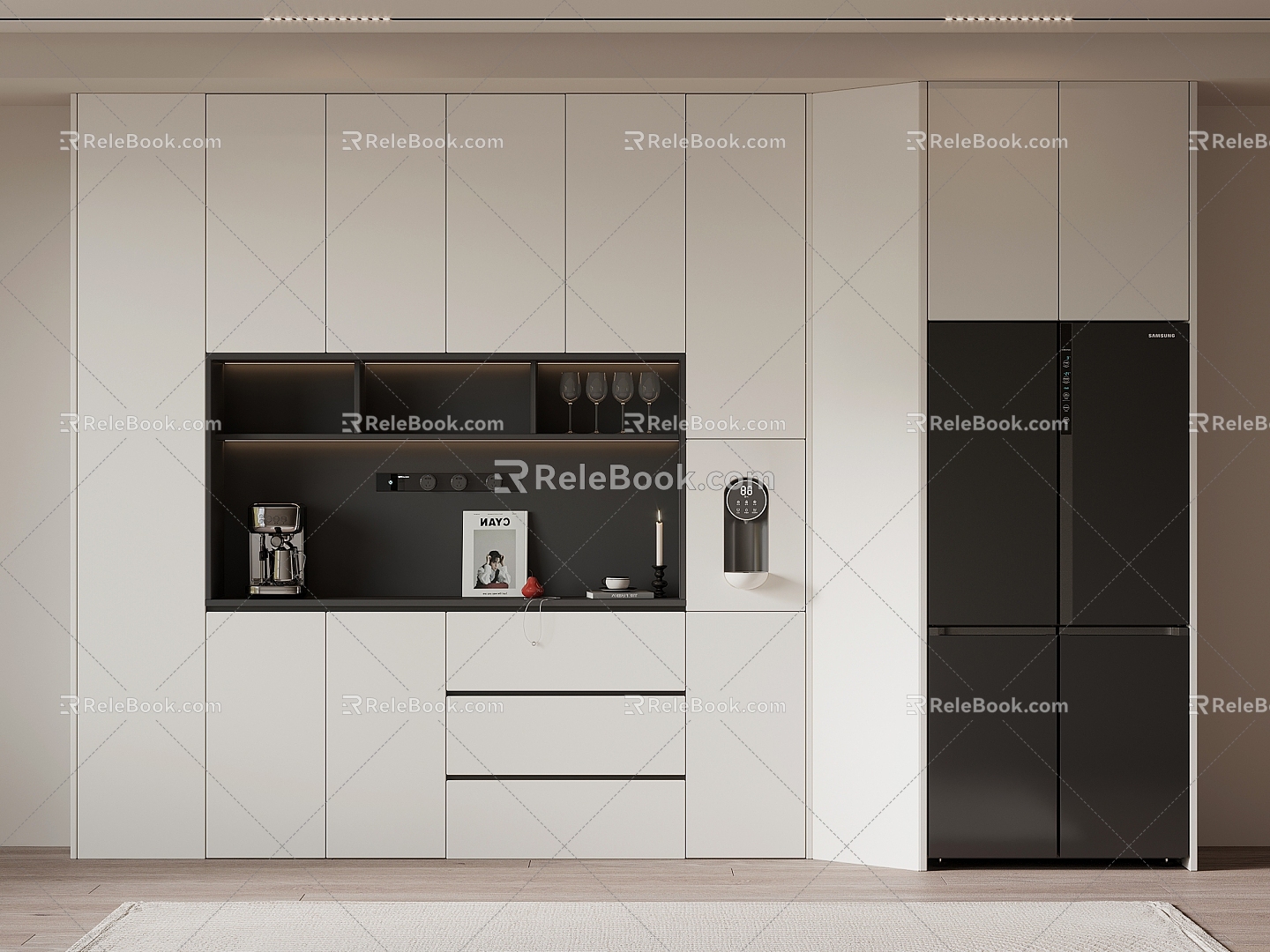 Modern Simple Wine Cabinet Sideboard 3d model