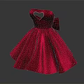 Pink Strapless Dress With White Heart Design Bow Decoration And Fluffy Skirt Fashion Style
