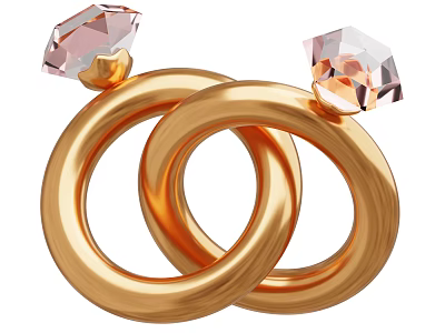 Elegant Gold Intertwined Rings With Sparkling Pink Gemstones For Jewelry Collection 3d model