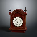 Antique Wooden Mantel Clock Design With Roman Numerals And Carved Finials