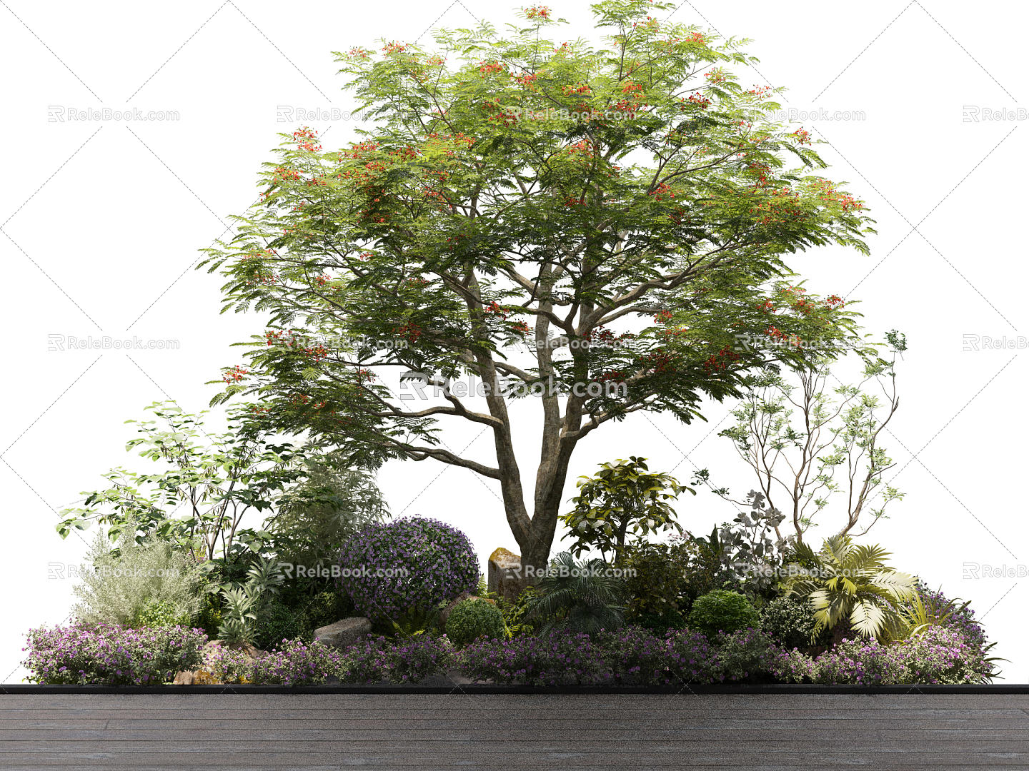 Modern Tree Plant Landscape Cluster 3d model