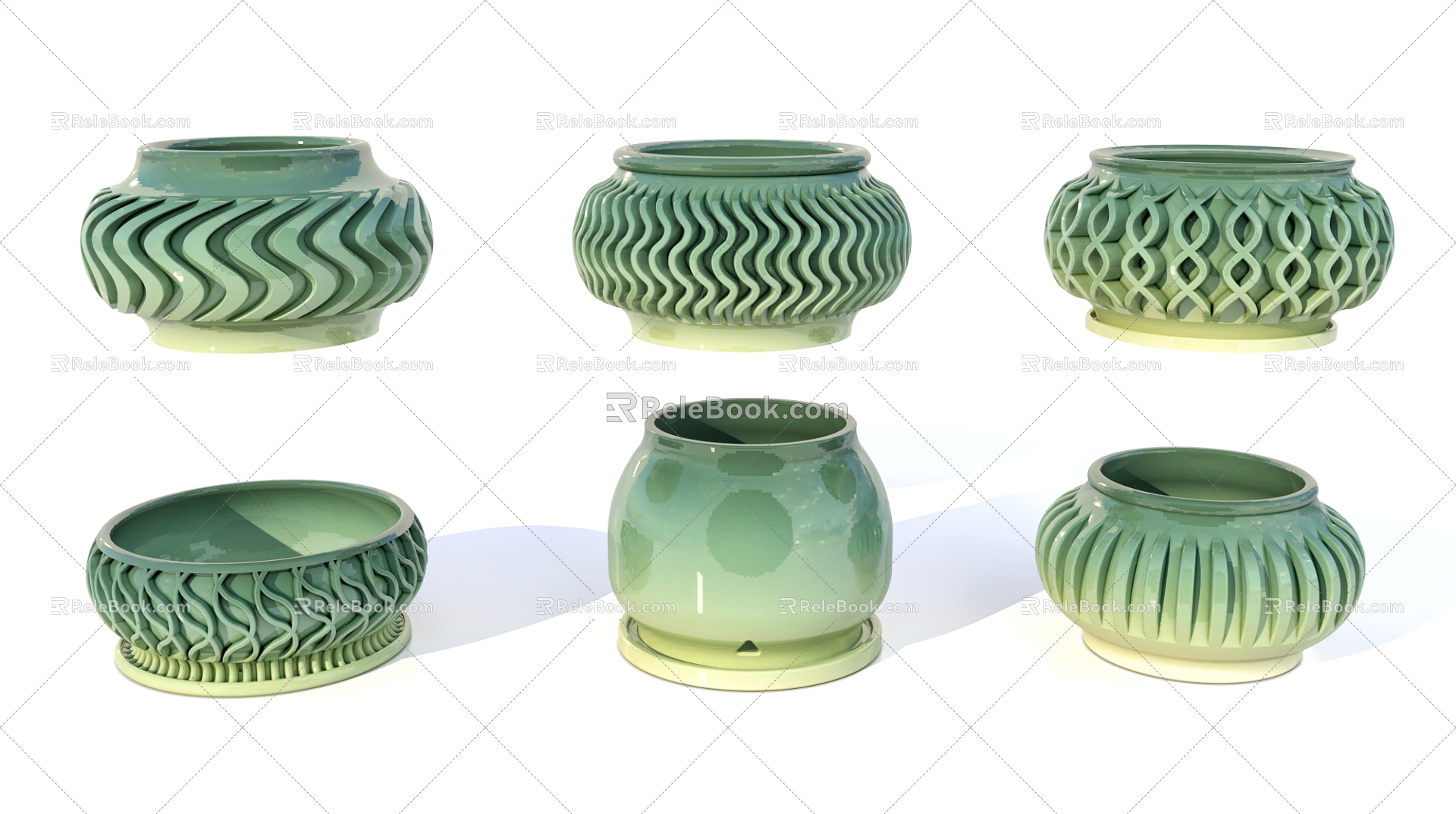 flowerpot plant flowerpot ceramic pot 3d model