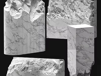 Marble Stone Blocks and Wooden Planks with Natural Texture for Home Design 3d model