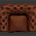 Red Tufted Chesterfield Armchair With Nailhead Trim And Soft Cushion