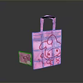 Pink Foldable Shopping Bag With Cartoon Rabbit Design And Portable Size