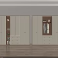 Modern White Wardrobe Featuring Drawers Open Shelves Hanging Clothes Handbag and Books