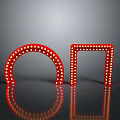 Red Neon Lights Featuring Arch And Square Shapes With White Dots On Gray Background Reflections 3d model