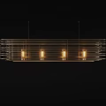 Modern Linear Chandelier With Metal Frame Design And Four Illuminated Lights