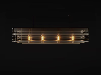Modern Linear Chandelier With Metal Frame Design And Four Illuminated Lights 3d model