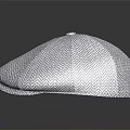 Gray White Herringbone Pattern Flat Cap With Textured Fabric Fashion Accessory 3d model
