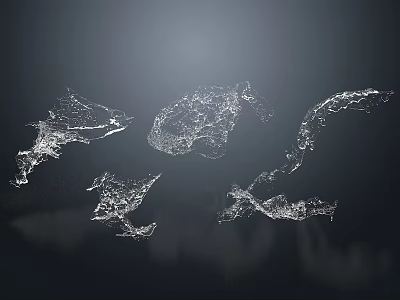 Abstract Modern Water Fountain Design With Flowing Sculptural Water Elements 3d model