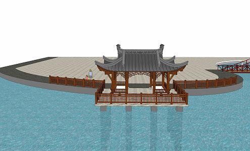 Chinese-style pavilion landscape pavilion garden pavilion 3d model