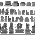 Traditional Stone Sculpture Carvings With Lion Statues Various Shapes And Decorative Designs